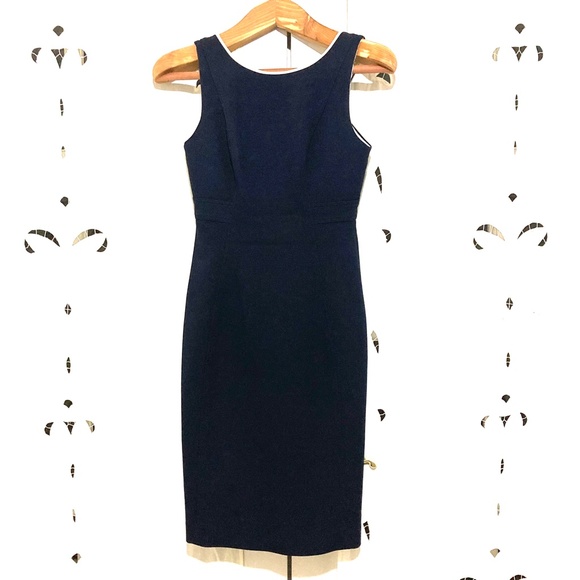Elegant, Elie Tahari, Navy and White, Dress, Knee/Below Knee, Size 0 - Picture 1 of 10